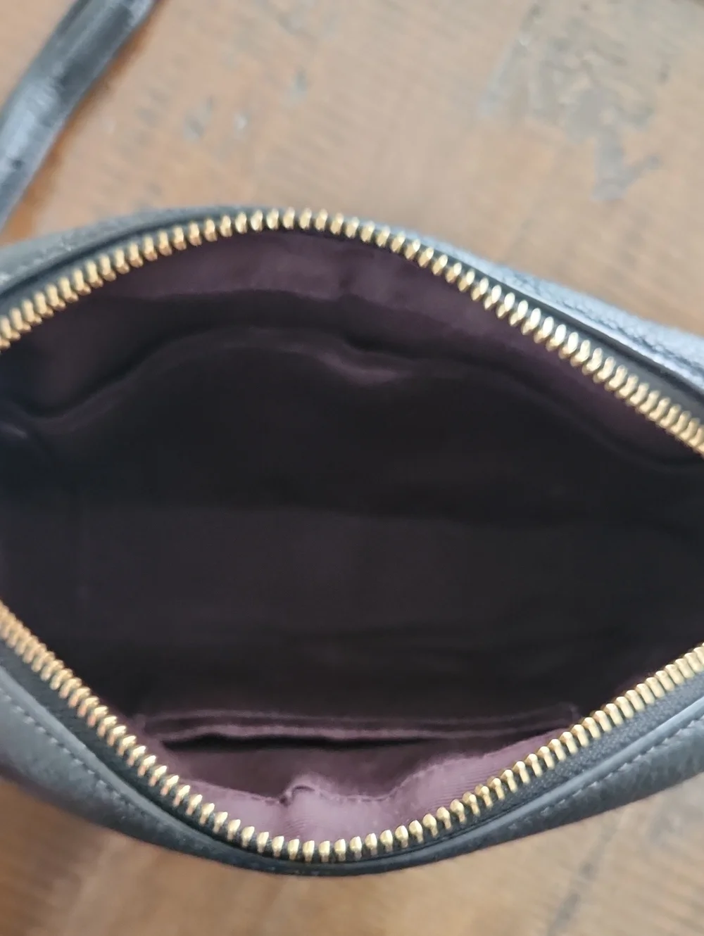 Coach Black Leather Crossbody Camera Bag with Gold Hardware
